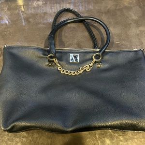 Victoria's Secret Slouchy Satchel Black Purse Handbag 8.9L x 4.9W x 5.1H